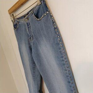 Y2K VTG Lazer Jeans Studded Crop Jrs 3 Grunge Punk Faded